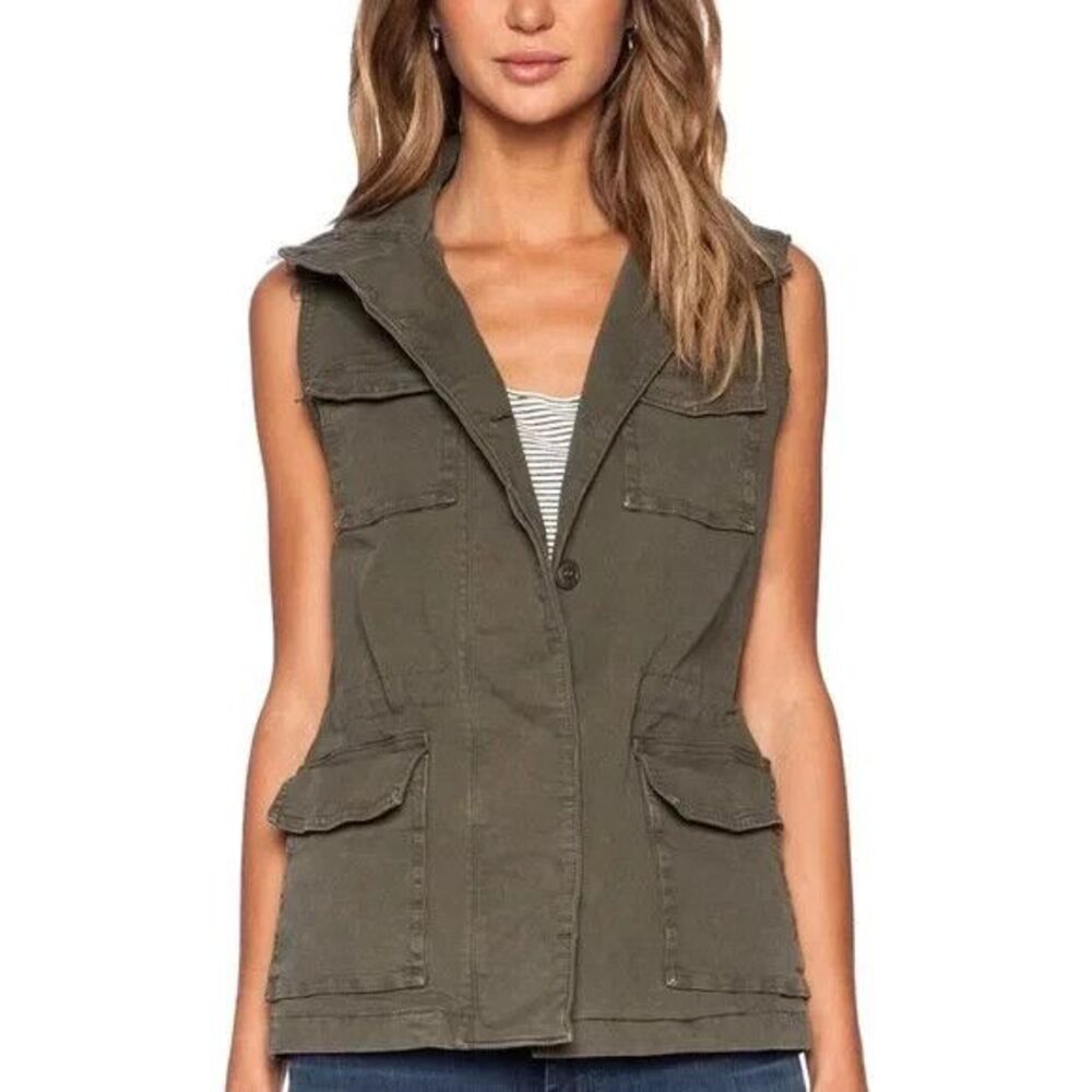 J Brand Women's Distress Trooper Vest Jacket Olive Sz S NWOT 248.00 - Picture 1 of 9
